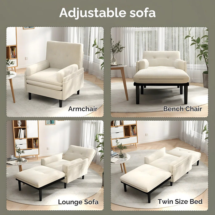 Convertible Sofa Bed Couch, Adjustable Sleeper Chair Pullout