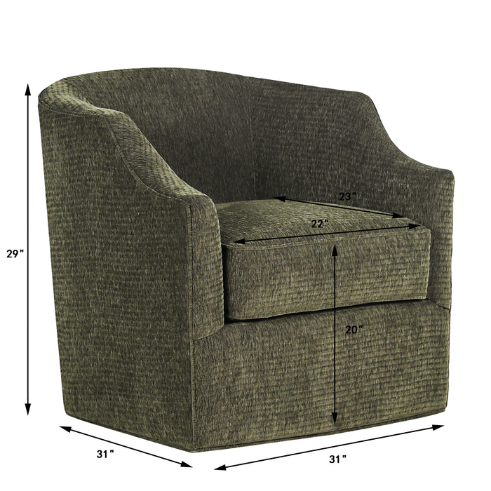 Modern 34" Upholstered Swivel Barrel Accent Chair - 360° Rotating Armchair with Sturdy Metal Base