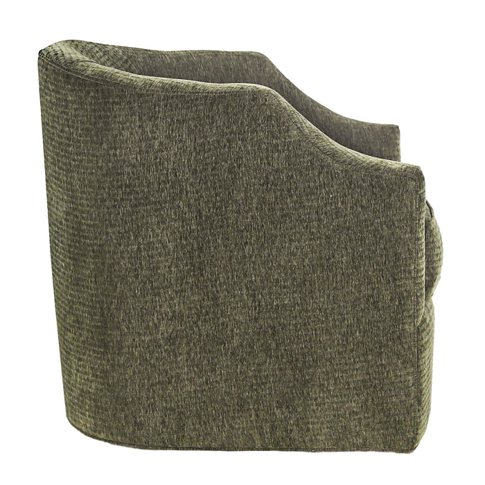 Modern 34" Upholstered Swivel Barrel Accent Chair - 360° Rotating Armchair with Sturdy Metal Base
