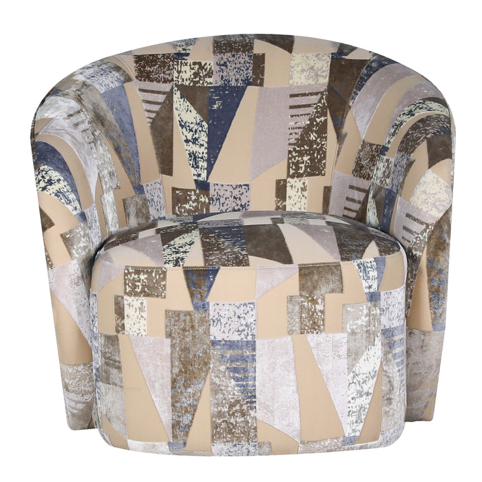 Modern 34" Upholstered Swivel Barrel Accent Chair - 360° Rotating Armchair with Sturdy Metal Base