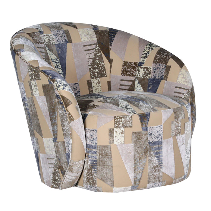 Modern 34" Upholstered Swivel Barrel Accent Chair - 360° Rotating Armchair with Sturdy Metal Base