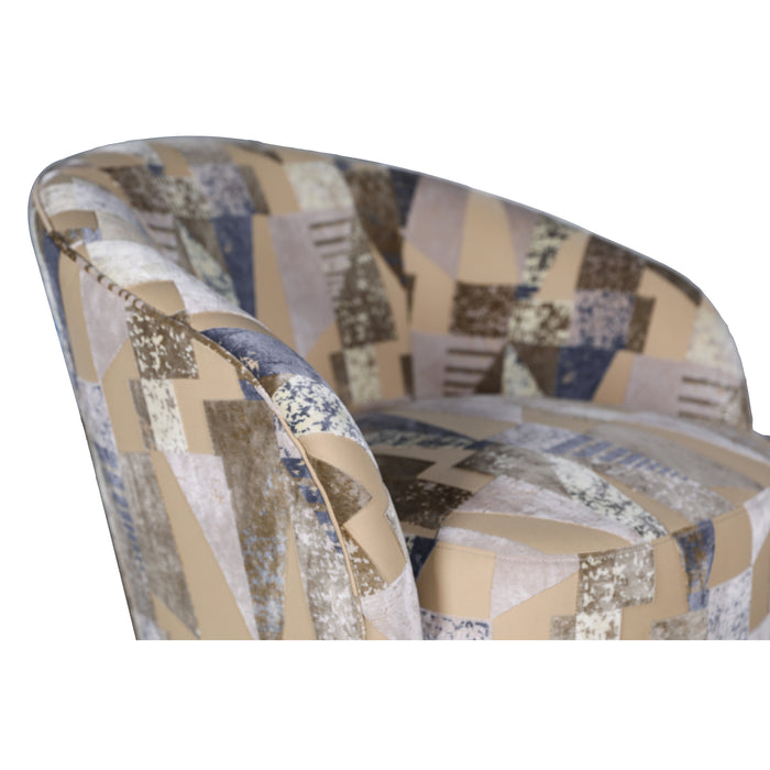 Modern 34" Upholstered Swivel Barrel Accent Chair - 360° Rotating Armchair with Sturdy Metal Base