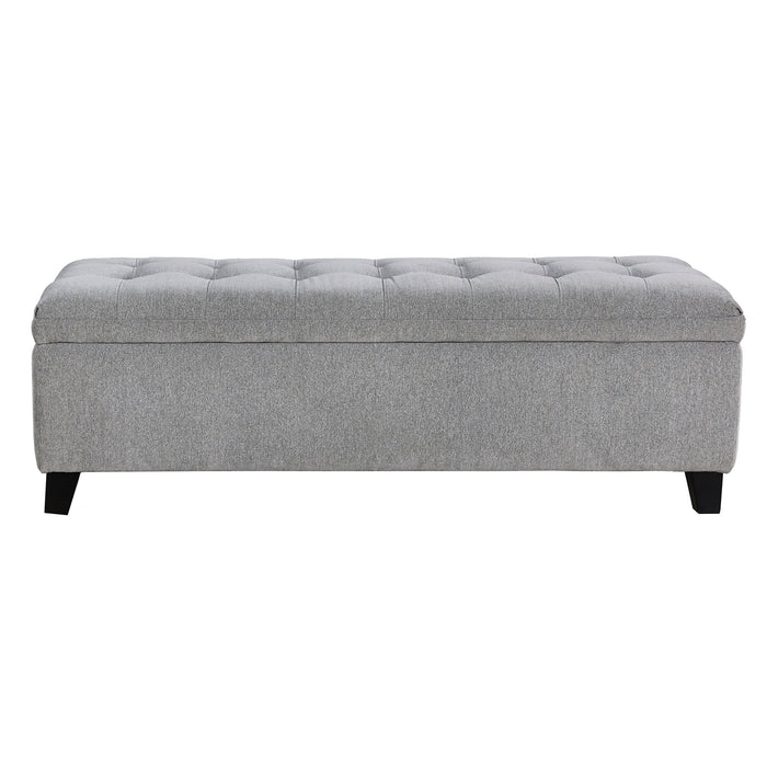 Modern 51" Rectangular Storage Bench - Tufted Linen Upholstered Ottoman with Hidden Storage