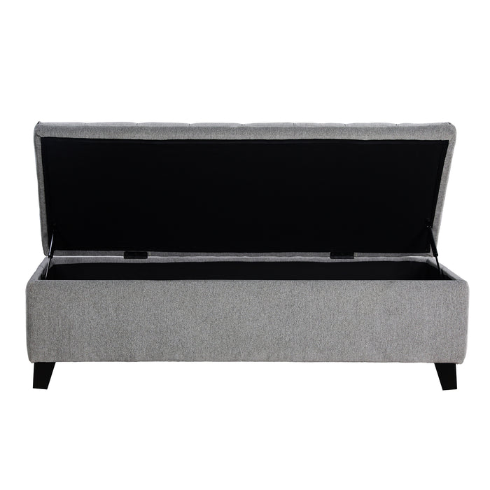 Modern 51" Rectangular Storage Bench - Tufted Linen Upholstered Ottoman with Hidden Storage