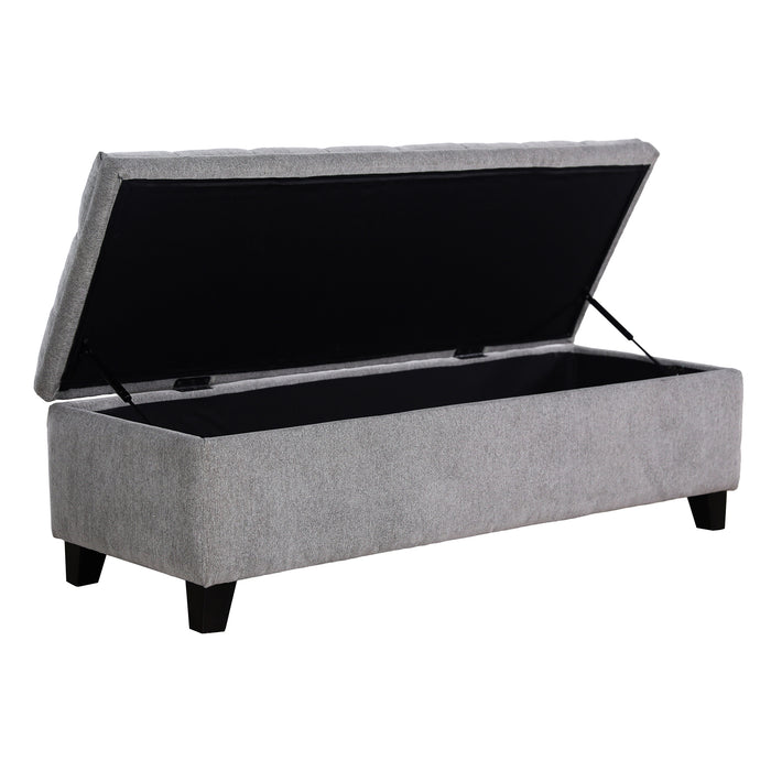 Modern 51" Rectangular Storage Bench - Tufted Linen Upholstered Ottoman with Hidden Storage