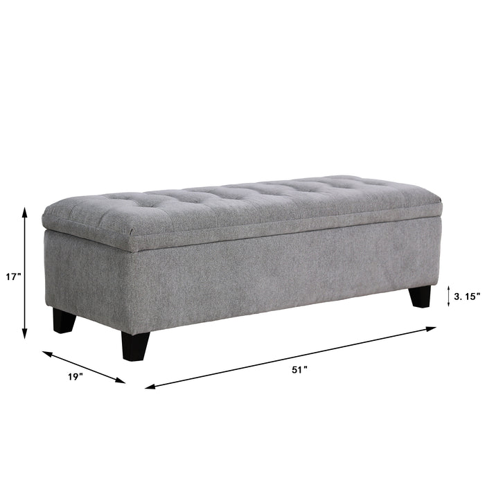 Modern 51" Rectangular Storage Bench - Tufted Linen Upholstered Ottoman with Hidden Storage