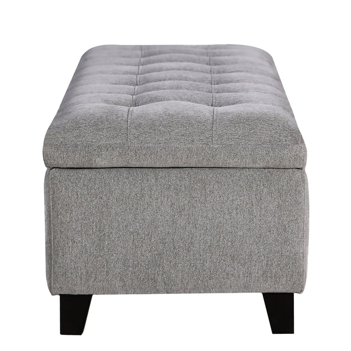 Modern 51" Rectangular Storage Bench - Tufted Linen Upholstered Ottoman with Hidden Storage