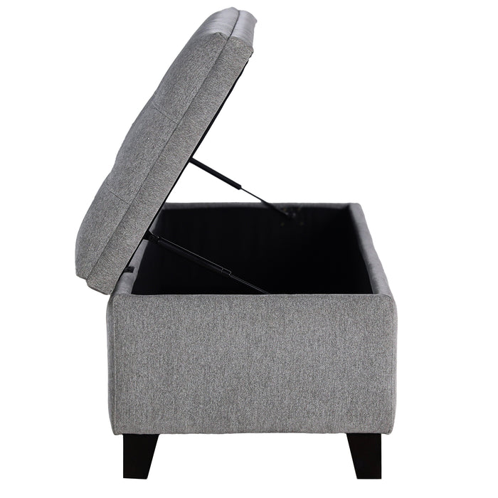 Modern 51" Rectangular Storage Bench - Tufted Linen Upholstered Ottoman with Hidden Storage