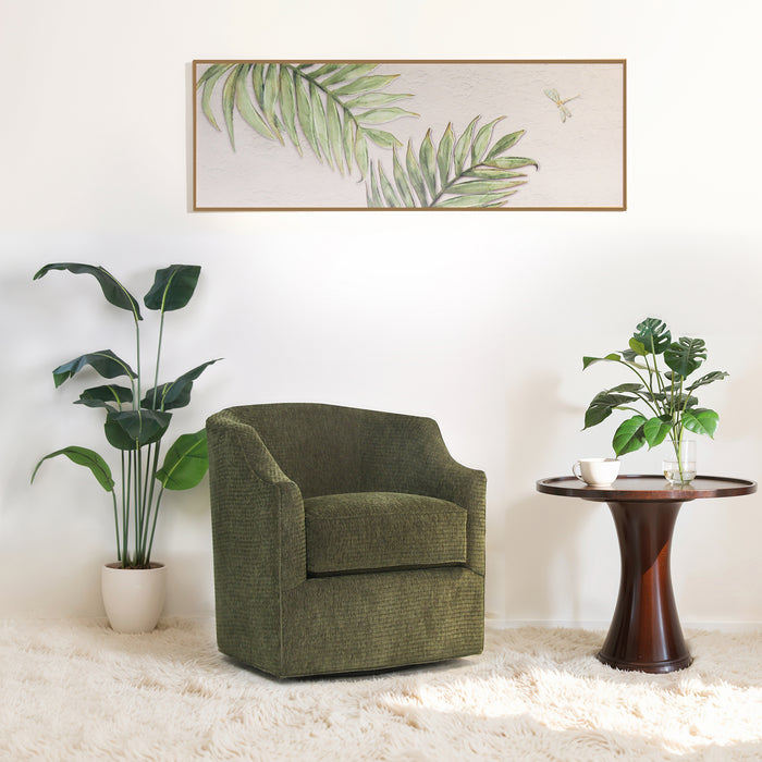 Modern 34" Upholstered Swivel Barrel Accent Chair - 360° Rotating Armchair with Sturdy Metal Base