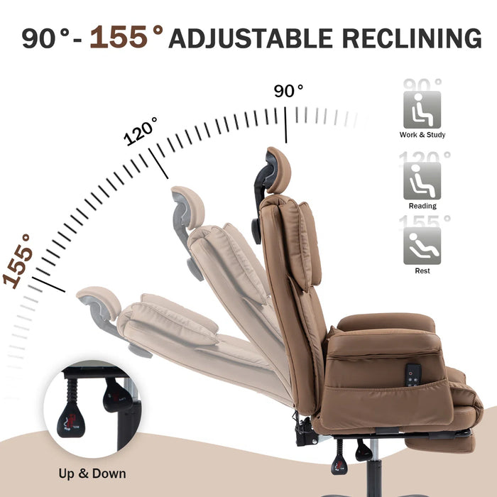 Massage Office Chair | 155° Reclining Ergonomic Chair with Footrest