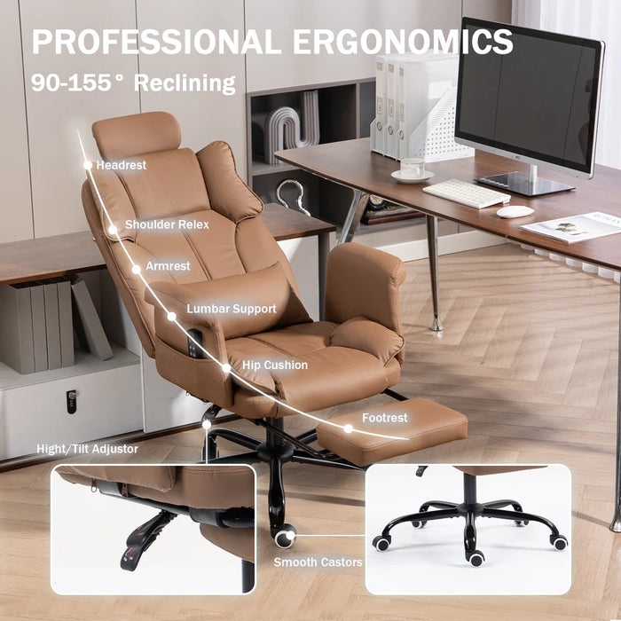 Massage Office Chair | 155° Reclining Ergonomic Chair with Footrest