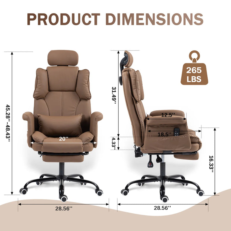 Massage Office Chair | 155° Reclining Ergonomic Chair with Footrest