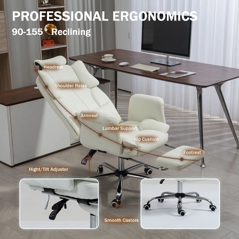 Massage Office Chair | 155° Reclining Ergonomic Chair with Footrest