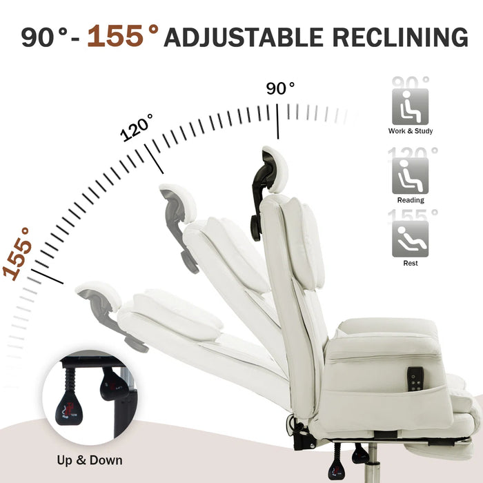 Massage Office Chair | 155° Reclining Ergonomic Chair with Footrest