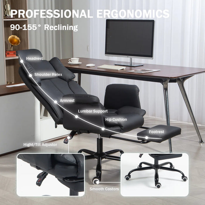 Massage Office Chair | 155° Reclining Ergonomic Chair with Footrest