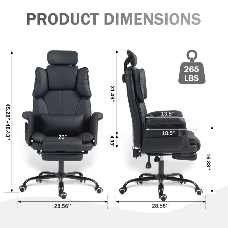 Massage Office Chair | 155° Reclining Ergonomic Chair with Footrest