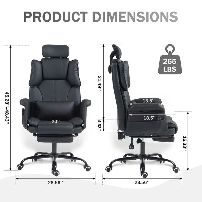 Massage Office Chair | 155° Reclining Ergonomic Chair with Footrest