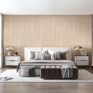 Paneles de pared acústicos de madera de roble de lujo (fieltro gris) con listones y chapa en una cara – Unisoar