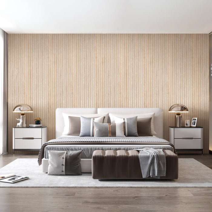 Luxury American Oak (Gray Felt) Acoustic Slat Wood Wall Panels by Unisoar