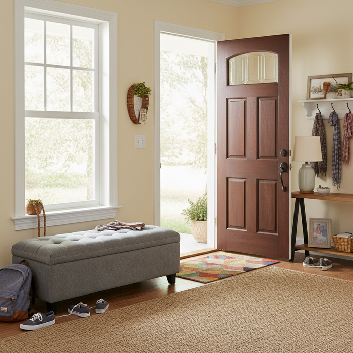 Modern 51" Rectangular Storage Bench - Tufted Linen Upholstered Ottoman with Hidden Storage