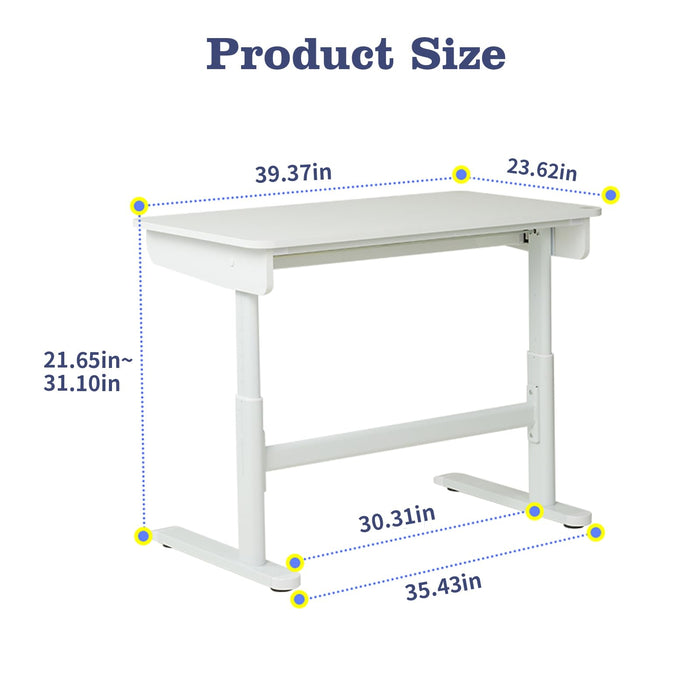 Kids Desk and Chair Set, Wooden Study Table with Storage Bins, Children Writing Table & Chair for Study Room Bedroom, Student School Desk for Boys Girls (Desk and Chair)