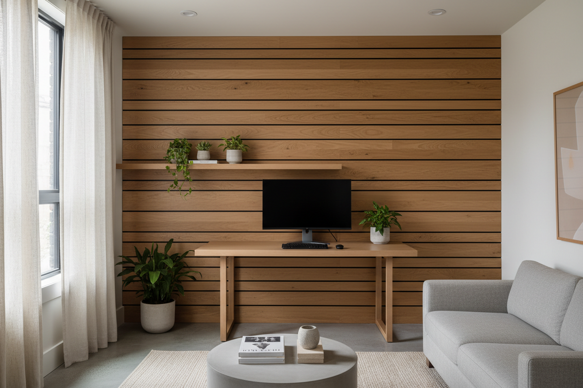 Natural Oak Slat · Home Studio, Portland