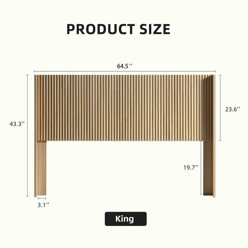 Fluted Wood Headboard  Wall Mounted - Natural Oak