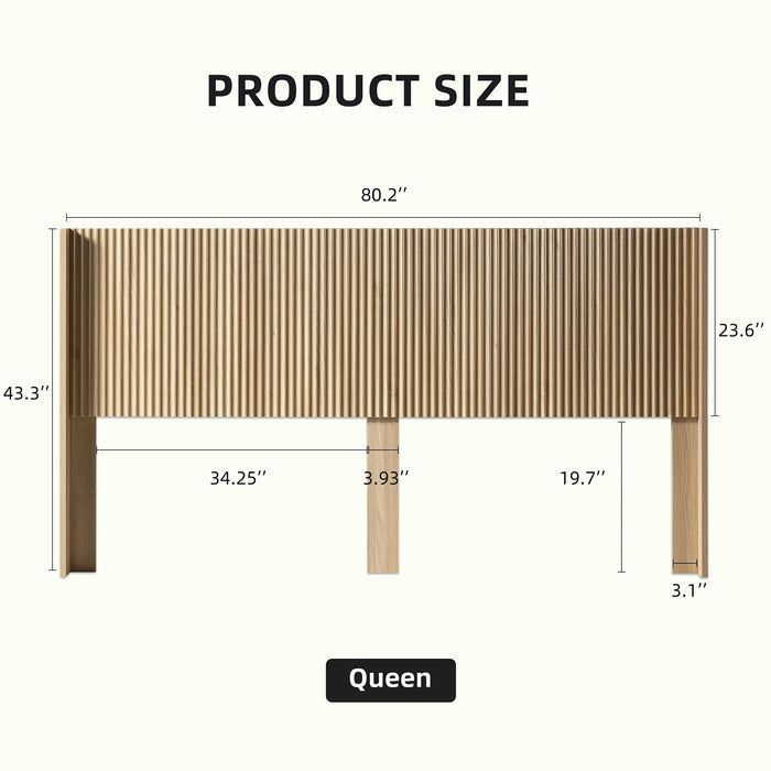 Fluted Wood Headboard  Wall Mounted - Natural Oak