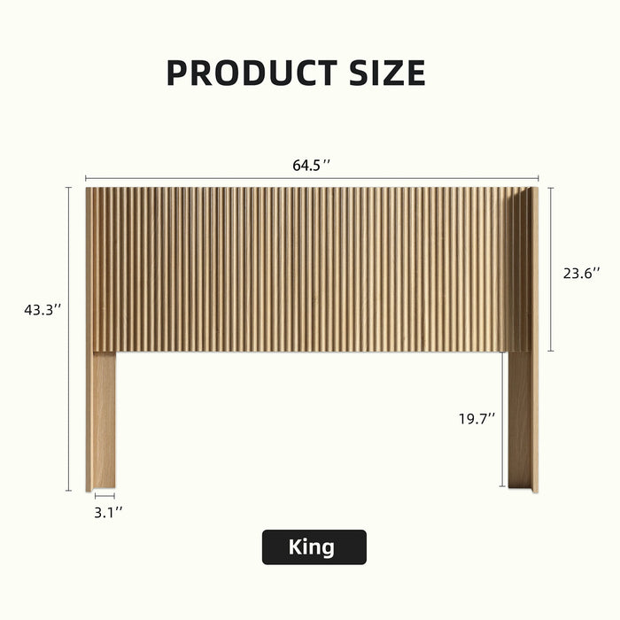 Fluted Wood Headboard  Wall Mounted - Natural Oak