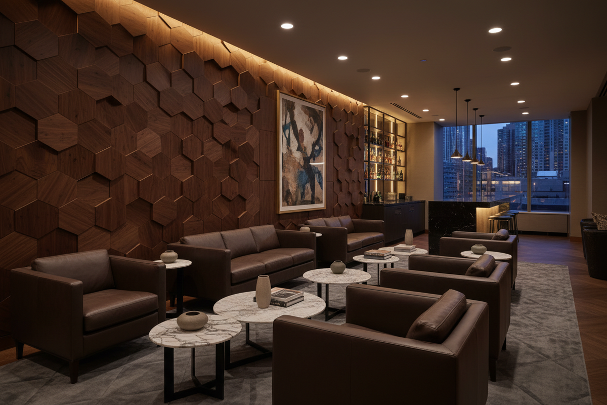 Walnut Hexagon · Members Lounge, Chicago